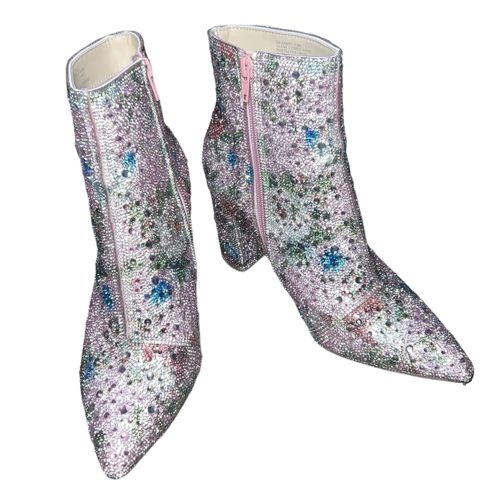 Betsey Johnson Women's Sb-Cady Ankle Boot 7.5 Floral Studded Heel